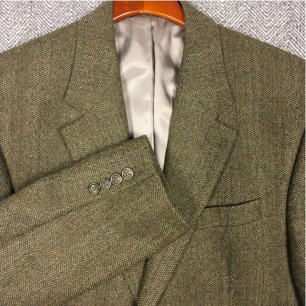 Lauren Ralph Lauren Mens 42R Lambswool Herringbone Blazer Tweed Sport Coat
